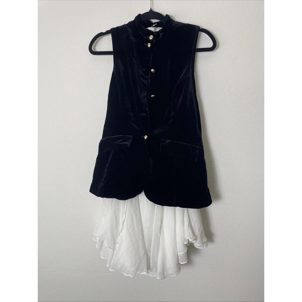 Revolve Amanda Uprichard Justine Dress S $290 msrp Velvet bodice chiffon skirt - Picture 6 of 8